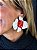 Brinco Flor em Metal Pintado – Vermelho e Off-white - Imagem 2