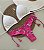 Biquini Cortininha Com Calcinha Fio Duplo, Estampada Pink com borboletas - Imagem 2