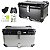 Baú Traseiro Moto Alumínio 55L com Suporte Universal Impermeável Reforçado Top Case Touring Grande Capacidade com Trava de Segurança e Chave Dupla Preto ou Prata - Imagem 1