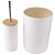 Kit Banheiro Escova Sanitária + Lixeira Branco Bambu - Imagem 1