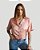 Camisa Cropped Manga Curta Feminina de Cetim Rosa Antigo - Imagem 3