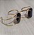 Bracelete Obsidiana Negra Lapidado Regulável - Dourado - Imagem 3