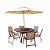 Conjunto de mesa Lótus Giro Externo com 6 Cadeiras e Ombrelone - Imagem 1
