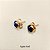 Brinco redondo Meia Coroa 8mm Pedras Naturais Esfera Banhado a Ouro - Imagem 3