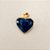 Pingente Coração Agata Azul 16mm. Pedras Naturais Banhado a Ouro - Imagem 3