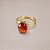 Anel de AGATA VERMELHA 8x10mm. Pedras Naturais OVAL. Banhado - Imagem 3