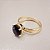 Anel de OBSIDIANA NEGRA 8x10mm. Pedras Naturais OVAL. Banhado - Imagem 2