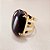 Anel Oval Obsidiana Negra 20x30mm. Pedras Naturais. Banhado a Ouro - Imagem 1