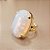 Anel Oval Opalina Pedra da Lua 20x30mm. Pedras Naturais. Banhado a Ouro - Imagem 1
