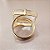 Anel Quadrado Cristal  25x25mm. Pedras Naturais. Banhado a Ouro - Imagem 3