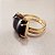 Anel Quadrado Obsidiana Negra 15x15mm. Pedras Naturais. Banhado a Ouro - Imagem 1