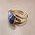 Anel Quadrado Quartzo Azul 15x15mm. Pedras Naturais. Banhado a Ouro - Imagem 1