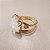 Anel Quadrado Cristal 15x15mm. Pedras Naturais. Banhado a Ouro - Imagem 1