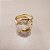 Anel Quadrado Cristal 15x15mm. Pedras Naturais. Banhado a Ouro - Imagem 2