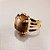 Anel Retangular Olho de Tigre 13x18mm. Pedras Naturais. Banhado a Ouro - Imagem 1
