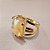 Anel Retangular Citrino 13x18mm. Pedras Naturais. Banhado a Ouro - Imagem 1