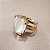 Anel Retangular Cristal 13x18mm. Pedras Naturais. Banhado a Ouro - Imagem 1