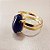 Anel Navete Agata Azul 18mm. Pedras Naturais. Banhado a Ouro - Imagem 1