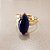 Anel Navete Agata Azul 18mm. Pedras Naturais. Banhado a Ouro - Imagem 2