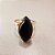 Anel Navete Obsidiana Negra 18mm. Pedras Naturais. Banhado a Ouro - Imagem 2