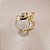 Anel Navete Cristal 18mm. Pedras Naturais. Banhado a Ouro - Imagem 2