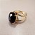 Anel Oval Obsidiana Negra 10x14mm. Pedras Naturais. Banhado a Ouro - Imagem 1