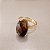 Anel Oval Olho de Tigre 10x14mm. Pedras Naturais. Banhado a Ouro - Imagem 1