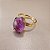 Anel Oval Ametista 10x14mm. Pedras Naturais. Banhado a Ouro - Imagem 1