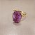 Anel Oval Ametista 10x14mm. Pedras Naturais. Banhado a Ouro - Imagem 2