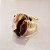 Anel Oval Olho de Tigre 15X20mm. Pedras Naturais. Banhado a Ouro - Imagem 1