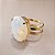 Anel Oval Opalina Pedra da Lua 15X20mm. Pedras Naturais. Banhado a Ouro - Imagem 1