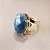 Anel Oval Quartzo Azul Trolita 15X20mm. Pedras Naturais. Banhado a Ouro - Imagem 1