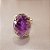 Anel Oval Ametista 15X20mm. Pedras Naturais. Banhado a Ouro - Imagem 2