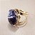 Anel Oval Sodalita 15X20mm. Pedras Naturais. Banhado a Ouro - Imagem 1