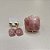 Conjunto Quartzo Morango Anel Quadrado 25x25mm Brinco 15x20mm. Banho Ouro - Imagem 1