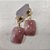 Conjunto Quartzo Morango Anel Quadrado 25x25mm Brinco 15x20mm. Banho Ouro - Imagem 3