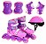 Patins Inline Ajustavel 34 - 37  Radical Rosa C/ Acessórios - DM TOYS - Imagem 1