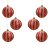 CONJUNTO DE 6 BOLAS LISTRDADAS VERMELHO COM DOURADO PARA DECORAR ARVORE DE NATAL 8cm. - Imagem 1