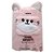 TOALHA DE ROSTO MODELO ANIMAL FACES GATINHO TAMANHO 80X30cm. COR ROSA - Imagem 1