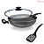 Frigideira Alta Wok 30 cm Antiaderente com Tampa de Vidro Cor Preto Grafite - Imagem 1