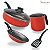 Kit 3 Peças Frigideira Alta 22 cm Frigideira Francesa 16 cm e Caneco Leiteira 16 cm Antiaderente Teflon Cor Vermelho - Imagem 1