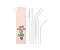 Kit 7 em 1: 5 canudos de vidro + escova + ecobag what - Imagem 1