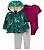 Trio de inverno Carters verde e vinho casaco de fleece com capuz - Imagem 1