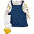 Jardineira Salopete Carters Jeans com blusa manga longa com bichinhos e meião - Imagem 1