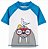 Blusa de proteção Praia manga curta Carters leão marinho azul e branca, proteção 50+ - Imagem 1