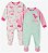 Kit 2 macacões Kids Headquarters fleece Dinossauro Rosa - Imagem 1