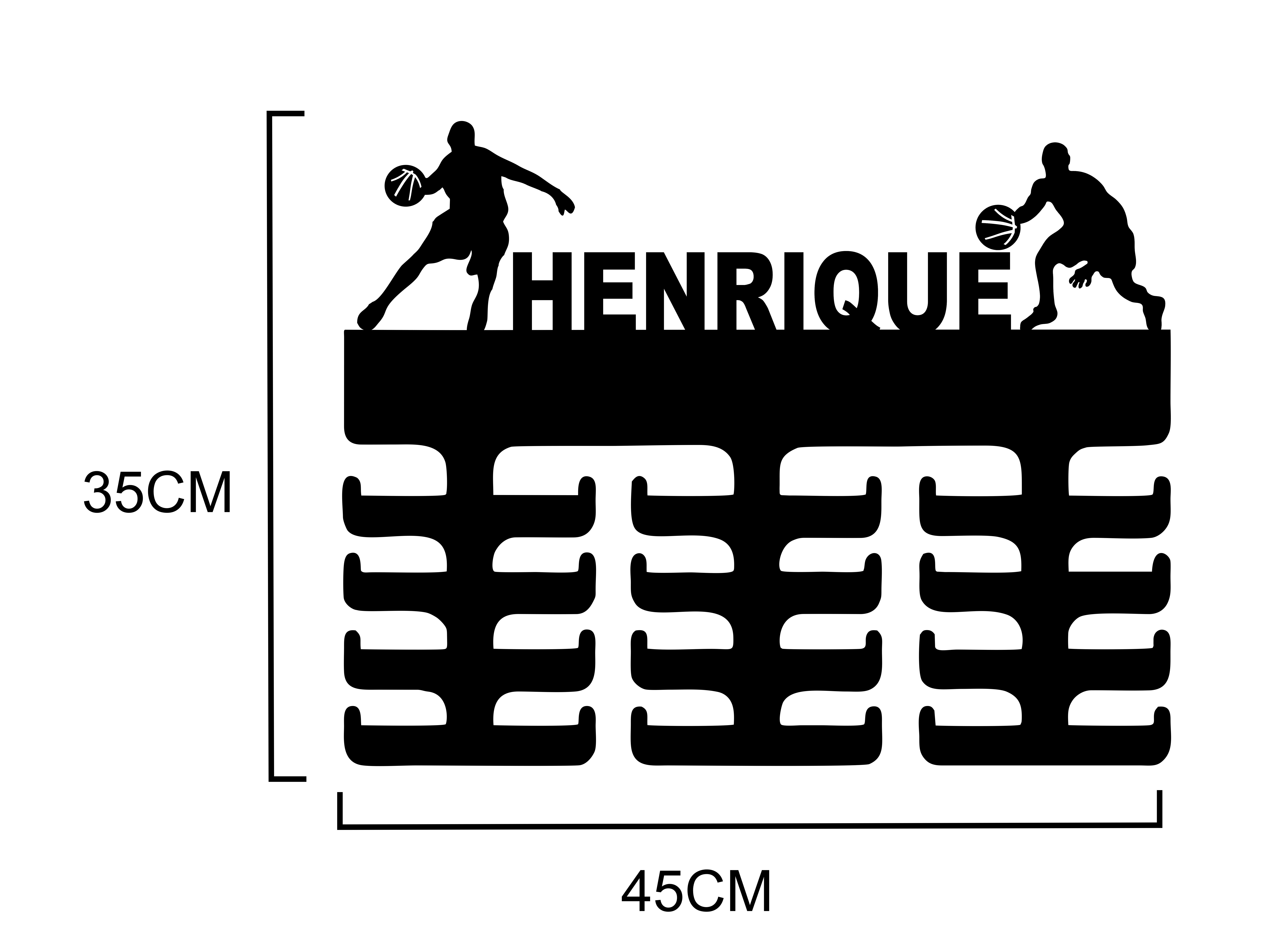 Porta Medalhas Basquete Masculino com nome - Imagem 2