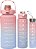 Kit 3 Garrafas Motivacionais para Água Squeeze Galão 2 Litros, 900ml e 300ml Academia Colorida Antivazamento + Adesivos para decorar - Imagem 5
