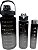 Kit 3 Garrafas Motivacionais para Água Squeeze Galão 2 Litros, 900ml e 300ml Academia Colorida Antivazamento + Adesivos para decorar - Imagem 6