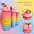 Kit 3 Garrafas Motivacionais para Água Squeeze Galão 2 Litros, 900ml e 300ml Academia Colorida Antivazamento + Adesivos para decorar - Imagem 2